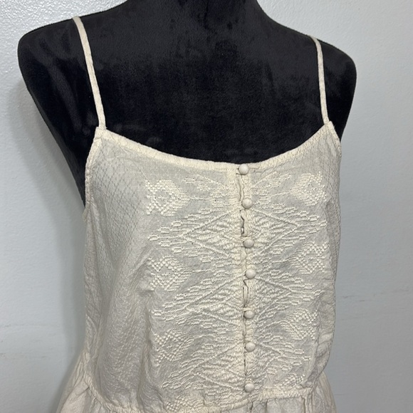 Arizona Jeans Boho Beige Y2K Embroidered Cropped Spaghetti Strap Top Size L - Picture 1 of 6